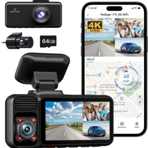 Redtiger F17 Elite 3 Channel 4K+2.5K+1080P 24/7 Ultra-Color Wifi6 Dash Cam
