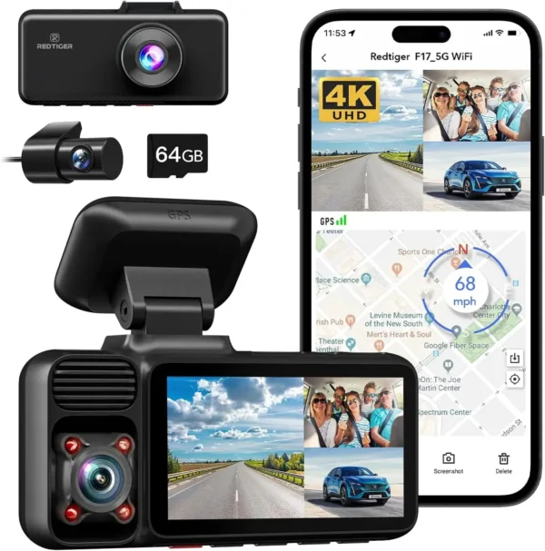 Redtiger F17 Elite 3 Channel 4K+2.5K+1080P 24/7 Ultra-Color Wifi6 Dash Cam - Image 9
