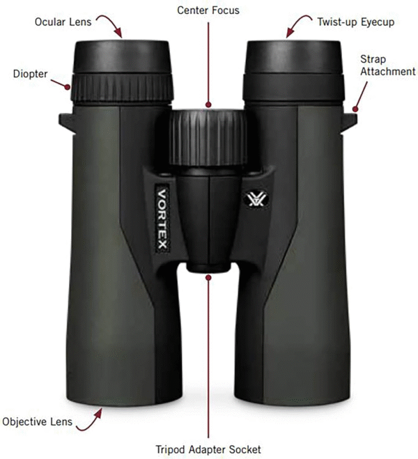 Vortex Optics Crossfire HD 10x42 Binoculars - HD Optical System, Tripod Adaptable, Rubber Armor, - Image 6