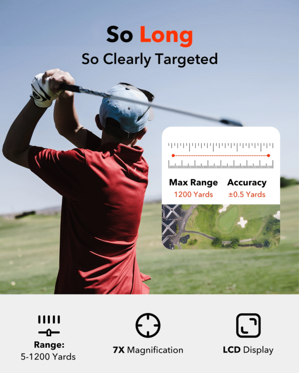 REDTIGER Golf Rangefinder with Slope, 1200 Yards Laser Rangefinder for Golf, 7X Magnification - Image 3
