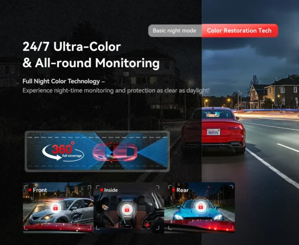 Redtiger F17 Elite 3 Channel 4K+2.5K+1080P 24/7 Ultra-Color Wifi6 Dash Cam - Image 7